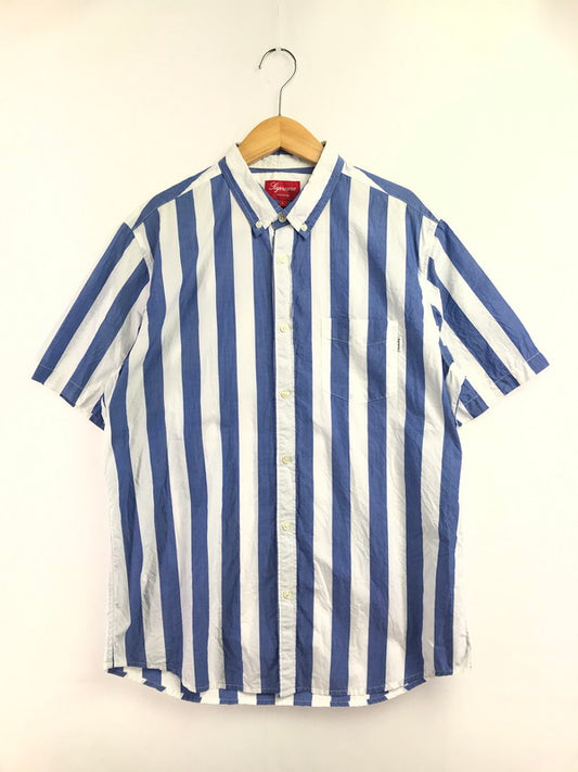 【中古品】【メンズ】 SUPREME シュプリーム 12SS TLARGE STRIPED SHIRT ストライプ シャツ 半袖シャツ トップス 149-260719-rt-15-tagh サイズ：L カラー：ブルー 万代Net店