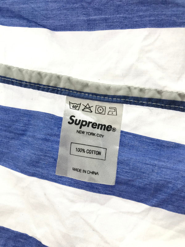 【中古品】【メンズ】 SUPREME シュプリーム 12SS TLARGE STRIPED SHIRT ストライプ シャツ 半袖シャツ トップス 149-260719-rt-15-tagh サイズ：L カラー：ブルー 万代Net店