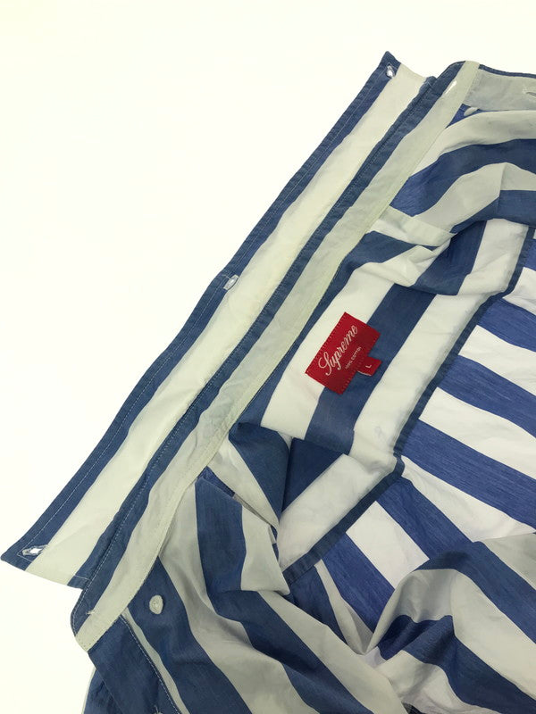 【中古品】【メンズ】 SUPREME シュプリーム 12SS TLARGE STRIPED SHIRT ストライプ シャツ 半袖シャツ トップス 149-260719-rt-15-tagh サイズ：L カラー：ブルー 万代Net店