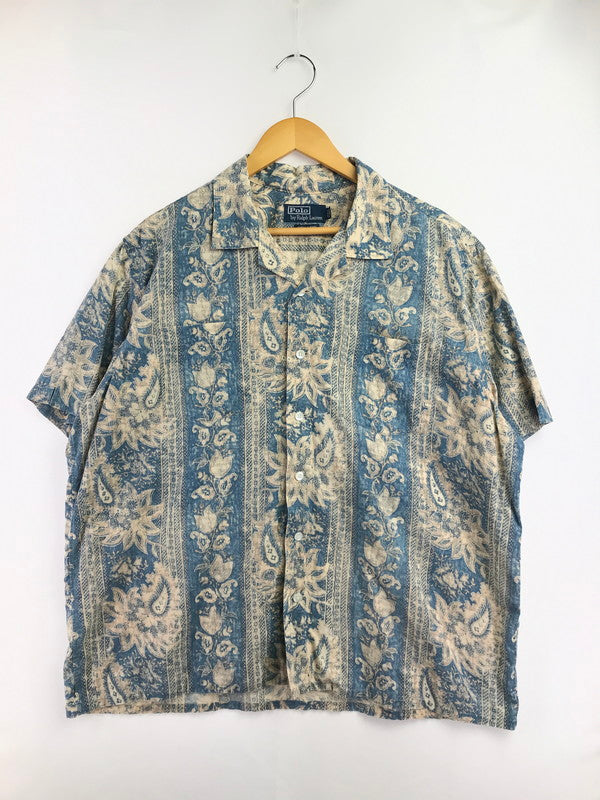 【中古品】【メンズ】 POLO RALPH LAUREN ポロ・ラルフローレン ANDY CAMP 90's SS OPEN COLLAR SHIRT アンディキャンプ 90年代 オープンカラー シャツ 146-260717-rt-12-tagh サイズ：XL カラー：ブルー 万代Net店