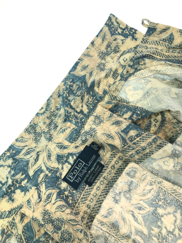 【中古品】【メンズ】 POLO RALPH LAUREN ポロ・ラルフローレン ANDY CAMP 90's SS OPEN COLLAR SHIRT アンディキャンプ 90年代 オープンカラー シャツ 146-260717-rt-12-tagh サイズ：XL カラー：ブルー 万代Net店