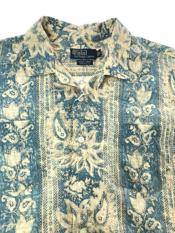 【中古品】【メンズ】 POLO RALPH LAUREN ポロ・ラルフローレン ANDY CAMP 90's SS OPEN COLLAR SHIRT アンディキャンプ 90年代 オープンカラー シャツ 146-260717-rt-12-tagh サイズ：XL カラー：ブルー 万代Net店