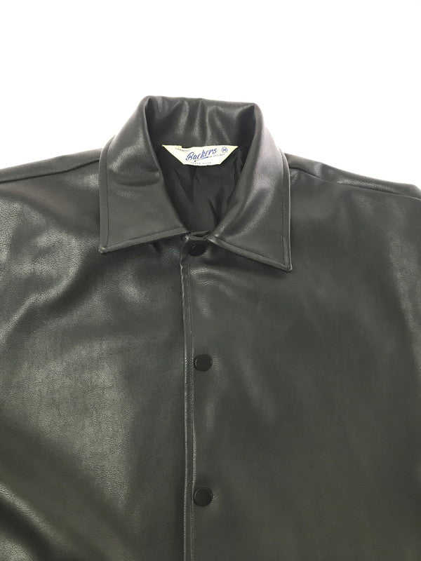 【現状渡し品】【メンズ】 BACKERS バッカーズ FAUX LEATHER COACH JACKET フェイクレザー コーチ ジャケット アウター 147-260717-rt-19-tagh サイズ：M カラー：ブラック 万代Net店