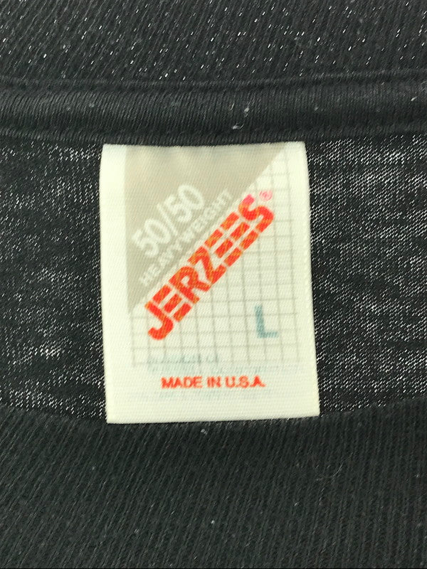 【中古品】【メンズ】 JERZEES ジャージーズ 90's TOO MUCH SEX MAKES YOUR EYES GO FUZZY TEXT DESIGN TEE テキスト デザイン Tシャツ トップス 146-260718-rt-05-tagh サイズ：L カラー：ブラック 万代Net店
