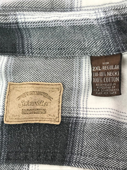 【中古品】【メンズ】 ST.JOHN'S BAY セントジョンズベイ 90's L/S FLANNEL SHIRT 90年代 ロングスリーブ フランネル シャツ 長袖シャツ トップス 146-260820-rt-25-tag カラー：ブラック/ホワイト 万代Net店