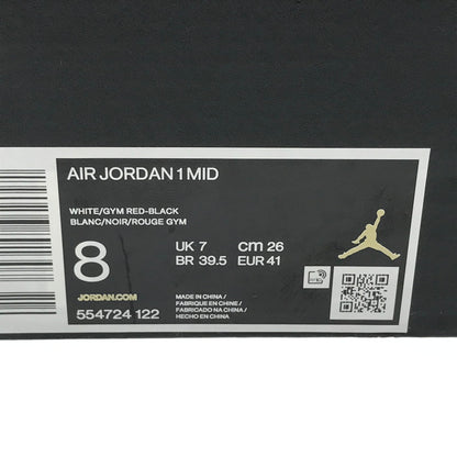 【中古品】【メンズ】 NIKE ナイキ AIR JORDAN 1 MID WHITE GYM RED BLACK 554724-122 エア ジョーダン ワン スニーカー 靴 160-260719-rt-21-tagh サイズ：26ｃｍ ＵＳ８ カラー：WHITE/GYM RED-BLACK 万代Net店