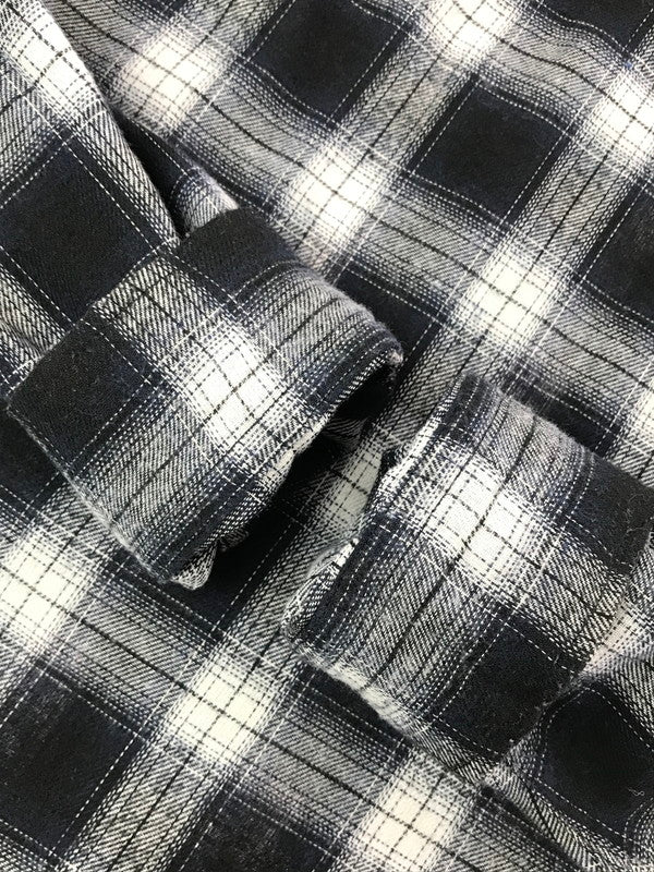 【中古品】【メンズ】 SCHOTT ショット OMBRE CHECK SHIRT BLUE BLACK WHITE 782-4220008 オンブレ チェック シャツ 半袖シャツ トップス 145-260723-rt-17-tagh サイズ：M カラー：ブラック 万代Net店