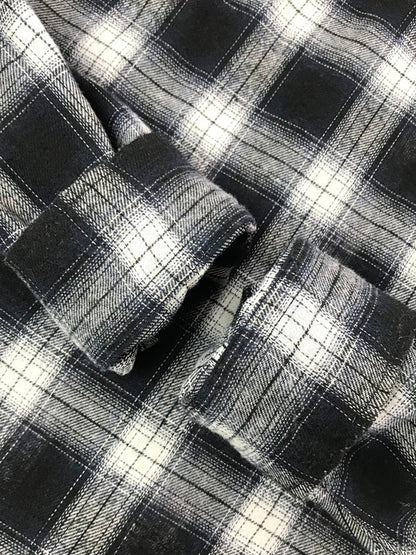 【中古品】【メンズ】 SCHOTT ショット OMBRE CHECK SHIRT BLUE BLACK WHITE 782-4220008 オンブレ チェック シャツ 半袖シャツ トップス 145-260723-rt-17-tagh サイズ：M カラー：ブラック 万代Net店