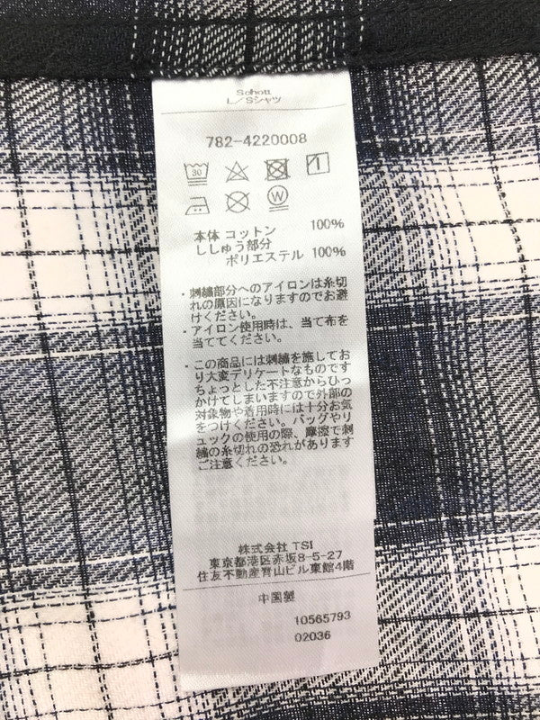 【中古品】【メンズ】 SCHOTT ショット OMBRE CHECK SHIRT BLUE BLACK WHITE 782-4220008 オンブレ チェック シャツ 半袖シャツ トップス 145-260723-rt-17-tagh サイズ：M カラー：ブラック 万代Net店