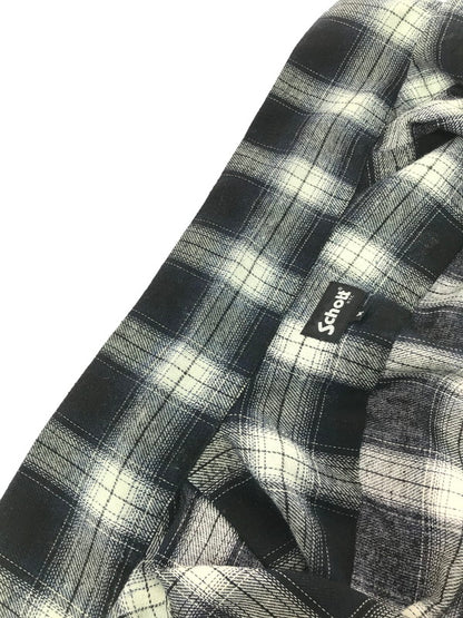 【中古品】【メンズ】 SCHOTT ショット OMBRE CHECK SHIRT BLUE BLACK WHITE 782-4220008 オンブレ チェック シャツ 半袖シャツ トップス 145-260723-rt-17-tagh サイズ：M カラー：ブラック 万代Net店