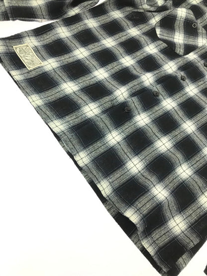 【中古品】【メンズ】 SCHOTT ショット OMBRE CHECK SHIRT BLUE BLACK WHITE 782-4220008 オンブレ チェック シャツ 半袖シャツ トップス 145-260723-rt-17-tagh サイズ：M カラー：ブラック 万代Net店