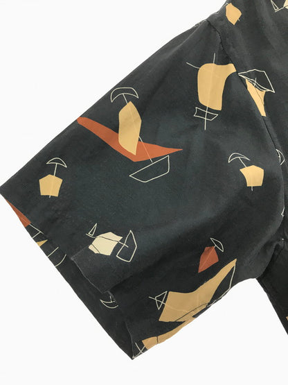 【中古品】【メンズ】 PHIGVEL MAKERS フィグメル ATOMIC PATTERN S/S SHIRT PMAL-SS04 アトミック パターン ショートスリーブ シャツ 半袖シャツ トップス 140-260723-rt-16-tagh サイズ：3 カラー：ブラック 万代Net店
