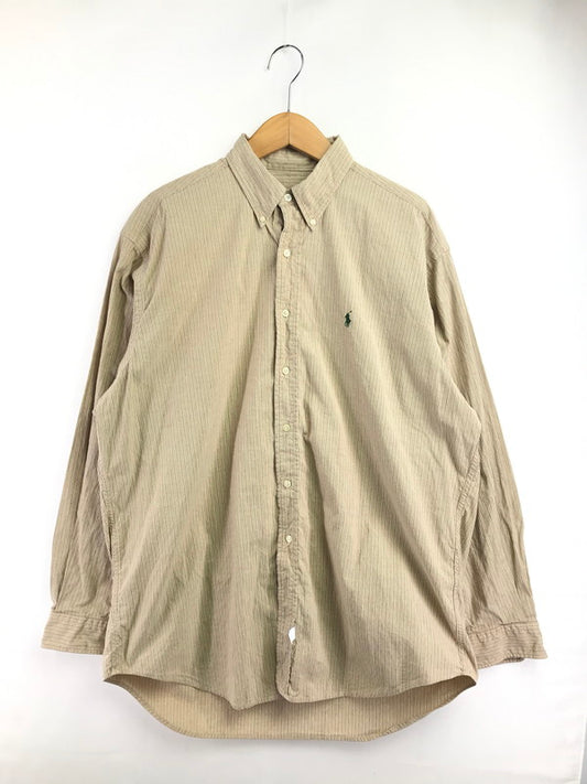 【中古品】【メンズ】 RALPH LAUREN ラルフローレン L/S BD STRIPE SHIRT BEIGE ロングスリーブ ストライプ シャツ 長袖シャツ トップス 146-260723-rt-20-tagh サイズ：不明 下記参照 カラー：ベージュ 万代Net店