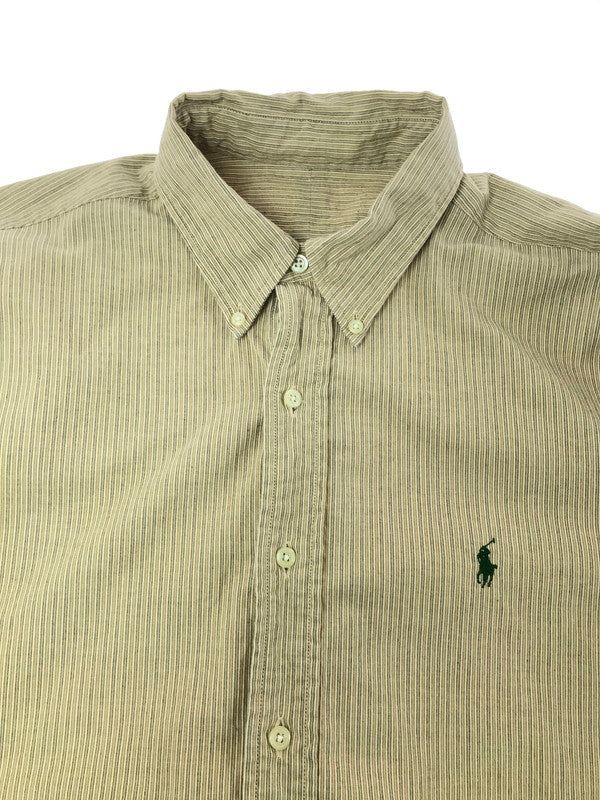【中古品】【メンズ】 RALPH LAUREN ラルフローレン L/S BD STRIPE SHIRT BEIGE ロングスリーブ ストライプ シャツ 長袖シャツ トップス 146-260723-rt-20-tagh サイズ：不明 下記参照 カラー：ベージュ 万代Net店