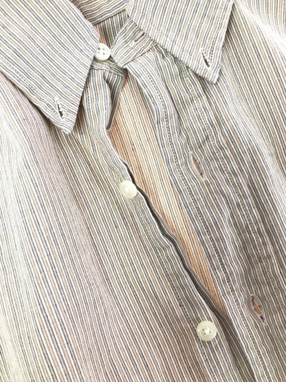 【中古品】【メンズ】 RALPH LAUREN ラルフローレン L/S BD STRIPE SHIRT BEIGE ロングスリーブ ストライプ シャツ 長袖シャツ トップス 146-260723-rt-20-tagh サイズ：不明 下記参照 カラー：ベージュ 万代Net店