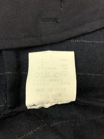 【中古品】【メンズ】 SUN SEA サン シー WOOL STRIPE PANTS SNS-14A41 ウール ストライプ パンツ ボトムス 151-260729-rt-14-tagh サイズ：2 カラー：ネイビー 万代Net店