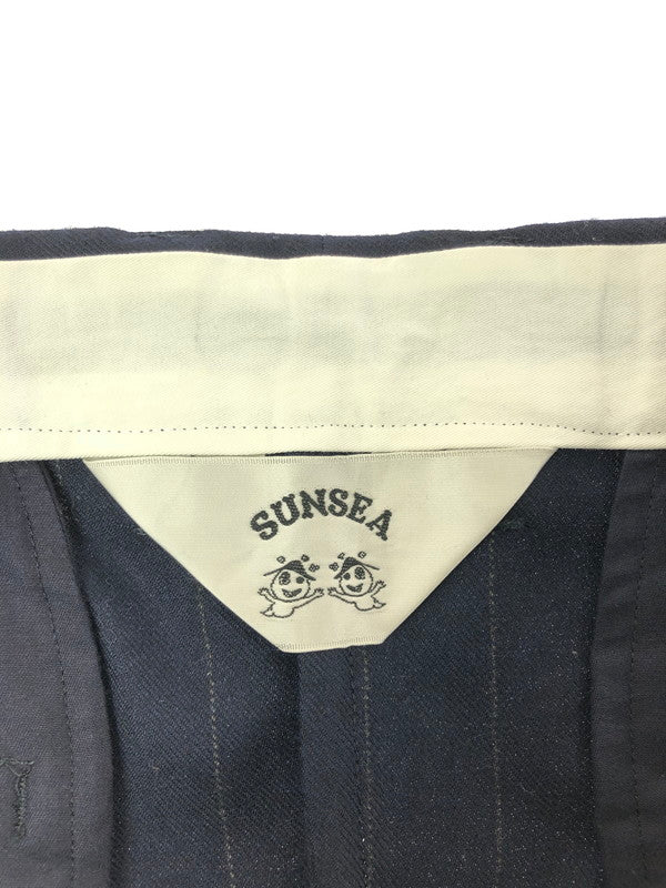 【中古品】【メンズ】 SUN SEA サン シー WOOL STRIPE PANTS SNS-14A41 ウール ストライプ パンツ ボトムス 151-260729-rt-14-tagh サイズ：2 カラー：ネイビー 万代Net店
