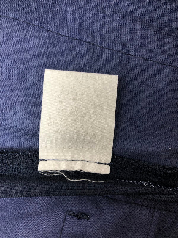 【中古品】【メンズ】 SUN SEA サン シー WOOL SLACKS NAVY SNS-14S01 ウール スラックス パンツ ボトムス 151-260729-rt-15-tagh サイズ：3 カラー：ネイビー 万代Net店