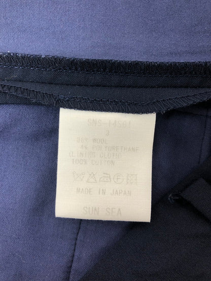 【中古品】【メンズ】 SUN SEA サン シー WOOL SLACKS NAVY SNS-14S01 ウール スラックス パンツ ボトムス 151-260729-rt-15-tagh サイズ：3 カラー：ネイビー 万代Net店