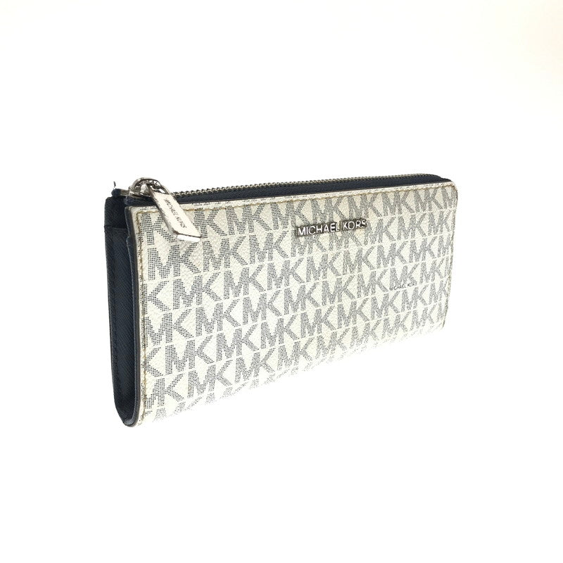 【現状渡し品】【レディース】 MICHAEL KORS マイケルコース LONG WALLET ラウンドファスナー ロングウォレット 長財布 201-260802-hi-16-tagh カラー：ホワイト 万代Net店