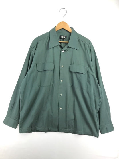 【中古品】【メンズ】 OLD STUSSY オールド ステューシー 80's LS OPEN COLLAR WORK SHIRT GREEN 80年代 ロングスリーブ オープンカラー ワーク シャツ USA製 142-260723-rt-09-tagh サイズ：L カラー：グリーン 万代Net店
