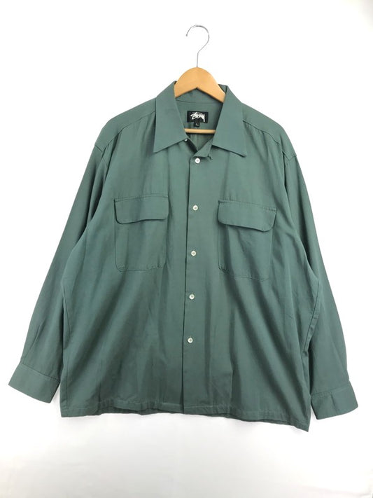 【中古品】【メンズ】 OLD STUSSY オールド ステューシー 80's LS OPEN COLLAR WORK SHIRT GREEN 80年代 ロングスリーブ オープンカラー ワーク シャツ USA製 142-260723-rt-09-tagh サイズ：L カラー：グリーン 万代Net店