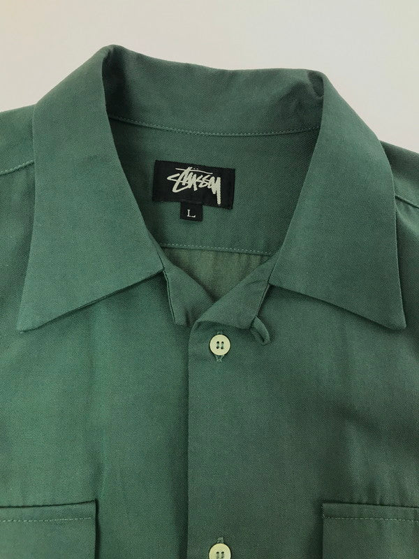 【中古品】【メンズ】 OLD STUSSY オールド ステューシー 80's LS OPEN COLLAR WORK SHIRT GREEN 80年代 ロングスリーブ オープンカラー ワーク シャツ USA製 142-260723-rt-09-tagh サイズ：L カラー：グリーン 万代Net店