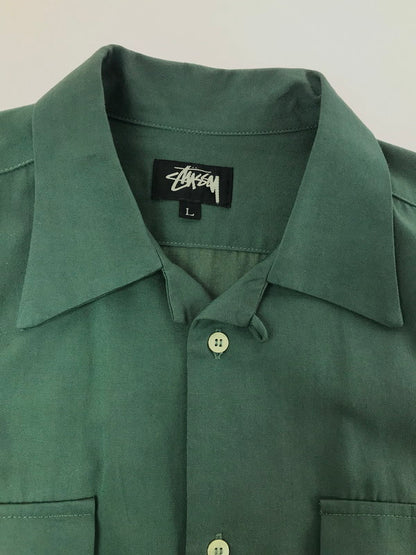 【中古品】【メンズ】 OLD STUSSY オールド ステューシー 80's LS OPEN COLLAR WORK SHIRT GREEN 80年代 ロングスリーブ オープンカラー ワーク シャツ USA製 142-260723-rt-09-tagh サイズ：L カラー：グリーン 万代Net店