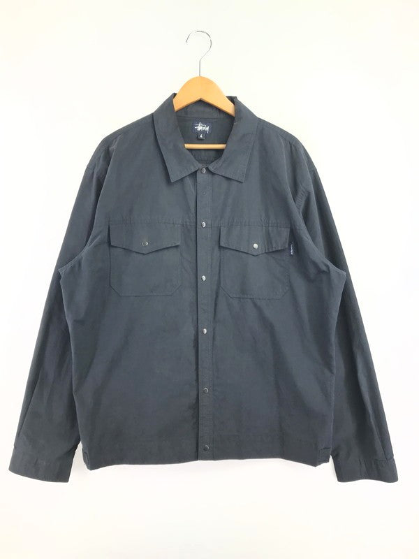 【中古品】【メンズ】 OLD STUSSY オールド ステューシー 90's L/S NYLON WORK SHIRT NAVY 90年代 ナイロン ワーク シャツ ネイビー USA製 紺タグ 142-260723-rt-08-tagh サイズ：L カラー：ブラック 万代Net店