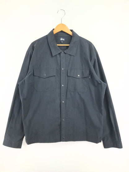 【中古品】【メンズ】 OLD STUSSY オールド ステューシー 90's L/S NYLON WORK SHIRT NAVY 90年代 ナイロン ワーク シャツ ネイビー USA製 紺タグ 142-260723-rt-08-tagh サイズ：L カラー：ブラック 万代Net店