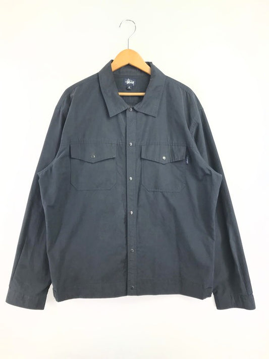 【中古品】【メンズ】 OLD STUSSY オールド ステューシー 90's L/S NYLON WORK SHIRT NAVY 90年代 ナイロン ワーク シャツ ネイビー USA製 紺タグ 142-260723-rt-08-tagh サイズ：L カラー：ブラック 万代Net店
