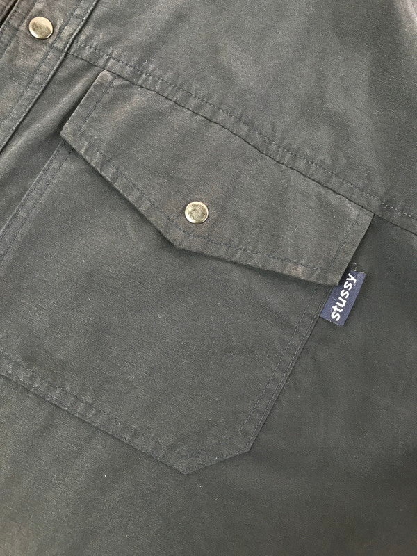 【中古品】【メンズ】 OLD STUSSY オールド ステューシー 90's L/S NYLON WORK SHIRT NAVY 90年代 ナイロン ワーク シャツ ネイビー USA製 紺タグ 142-260723-rt-08-tagh サイズ：L カラー：ブラック 万代Net店