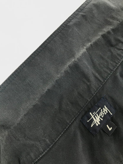 【中古品】【メンズ】 OLD STUSSY オールド ステューシー 90's L/S NYLON WORK SHIRT NAVY 90年代 ナイロン ワーク シャツ ネイビー USA製 紺タグ 142-260723-rt-08-tagh サイズ：L カラー：ブラック 万代Net店
