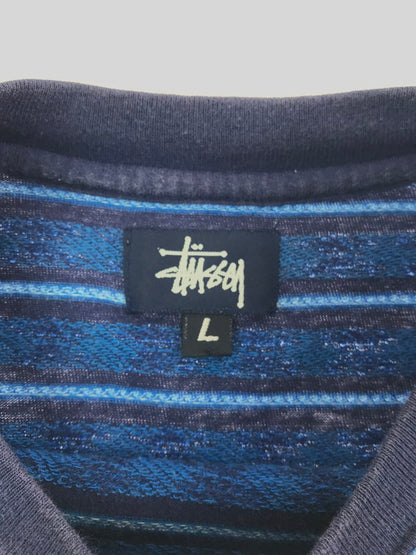 【中古品】【メンズ】 OLD STUSSY オールド ステューシー 90's SKULL JACQUARD KNIT T-SHIRT 90年代 スカル ジャガード ニット Tシャツ 紺タグ 142-260723-rt-07-tagh サイズ：L カラー：ブルー 万代Net店