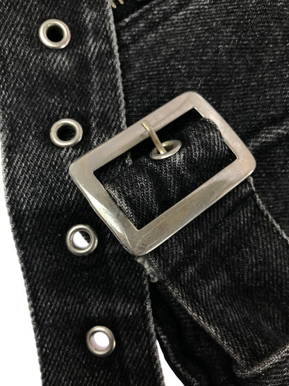 【現状渡し品】【メンズ】 HARLEY-DAVIDSON BLACK DENIM ハーレーダビッドソン ブラックデニム NYLON DOUBLE RIDERS JACKET ナイロン ダブル ライダース ジャケット 145-260723-rt-04-tagh サイズ：M カラー：ブラック 万代Net店