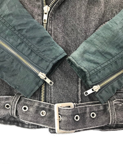 【現状渡し品】【メンズ】 HARLEY-DAVIDSON BLACK DENIM ハーレーダビッドソン ブラックデニム NYLON DOUBLE RIDERS JACKET ナイロン ダブル ライダース ジャケット 145-260723-rt-04-tagh サイズ：M カラー：ブラック 万代Net店