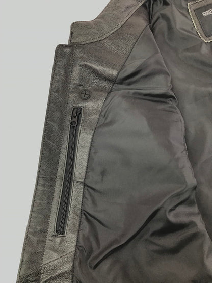 【中古品】【メンズ】 HARLEY-DAVIDSON ハーレーダビッドソン COWHIDE LEATHER VEST FADE BLACK 98109-16VM カウハイド レザー ベスト トップス 145-260723-rt-02-tagh サイズ：L カラー：ブラック 万代Net店