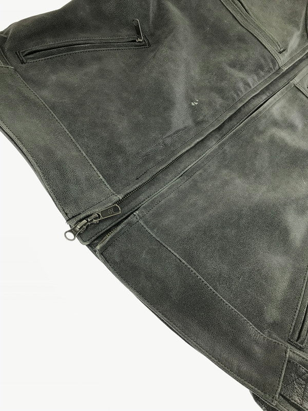 【中古品】【メンズ】 HARLEY-DAVIDSON ハーレーダビッドソン COWHIDE LEATHER VEST FADE BLACK 98109-16VM カウハイド レザー ベスト トップス 145-260723-rt-02-tagh サイズ：L カラー：ブラック 万代Net店