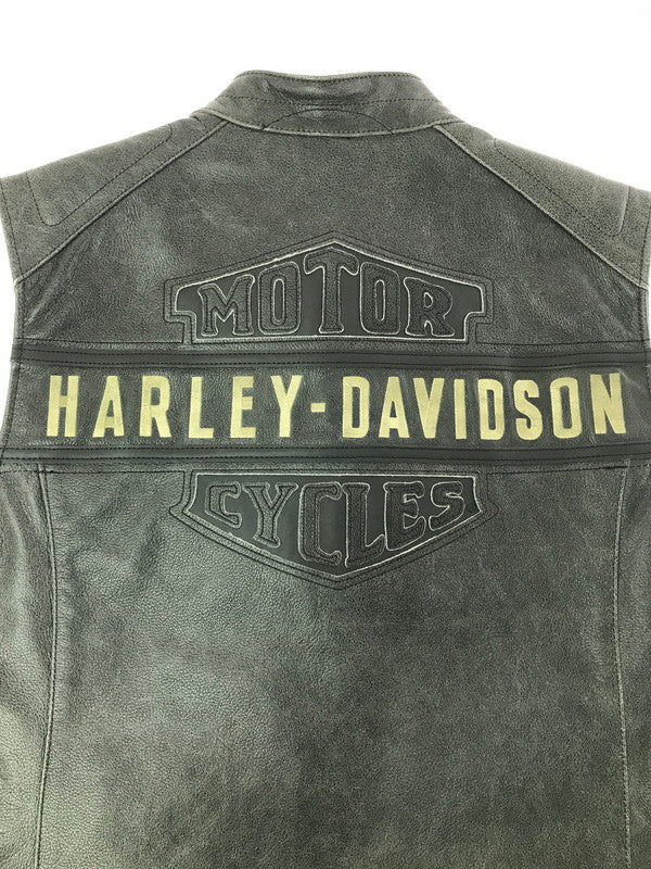 【中古品】【メンズ】 HARLEY-DAVIDSON ハーレーダビッドソン COWHIDE LEATHER VEST FADE BLACK 98109-16VM カウハイド レザー ベスト トップス 145-260723-rt-02-tagh サイズ：L カラー：ブラック 万代Net店