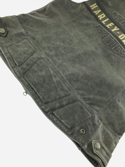 【中古品】【メンズ】 HARLEY-DAVIDSON ハーレーダビッドソン COWHIDE LEATHER VEST FADE BLACK 98109-16VM カウハイド レザー ベスト トップス 145-260723-rt-02-tagh サイズ：L カラー：ブラック 万代Net店