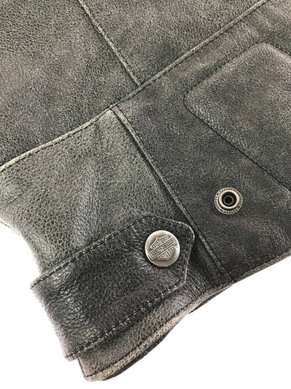 【中古品】【メンズ】 HARLEY-DAVIDSON ハーレーダビッドソン COWHIDE LEATHER VEST FADE BLACK 98109-16VM カウハイド レザー ベスト トップス 145-260723-rt-02-tagh サイズ：L カラー：ブラック 万代Net店