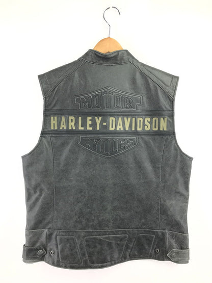 【中古品】【メンズ】 HARLEY-DAVIDSON ハーレーダビッドソン COWHIDE LEATHER VEST FADE BLACK 98109-16VM カウハイド レザー ベスト トップス 145-260723-rt-02-tagh サイズ：L カラー：ブラック 万代Net店