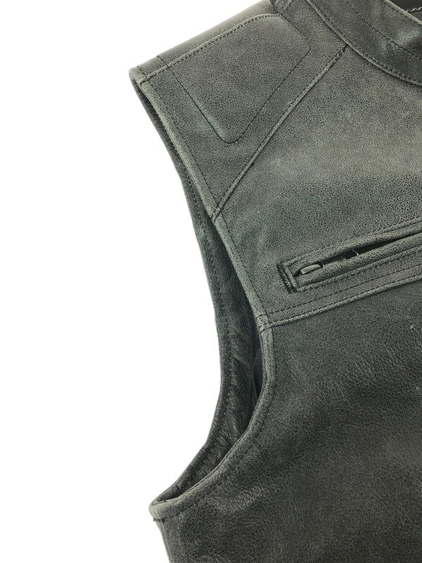 【中古品】【メンズ】 HARLEY-DAVIDSON ハーレーダビッドソン COWHIDE LEATHER VEST FADE BLACK 98109-16VM カウハイド レザー ベスト トップス 145-260723-rt-02-tagh サイズ：L カラー：ブラック 万代Net店