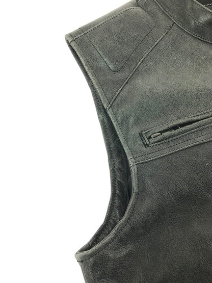 【中古品】【メンズ】 HARLEY-DAVIDSON ハーレーダビッドソン COWHIDE LEATHER VEST FADE BLACK 98109-16VM カウハイド レザー ベスト トップス 145-260723-rt-02-tagh サイズ：L カラー：ブラック 万代Net店