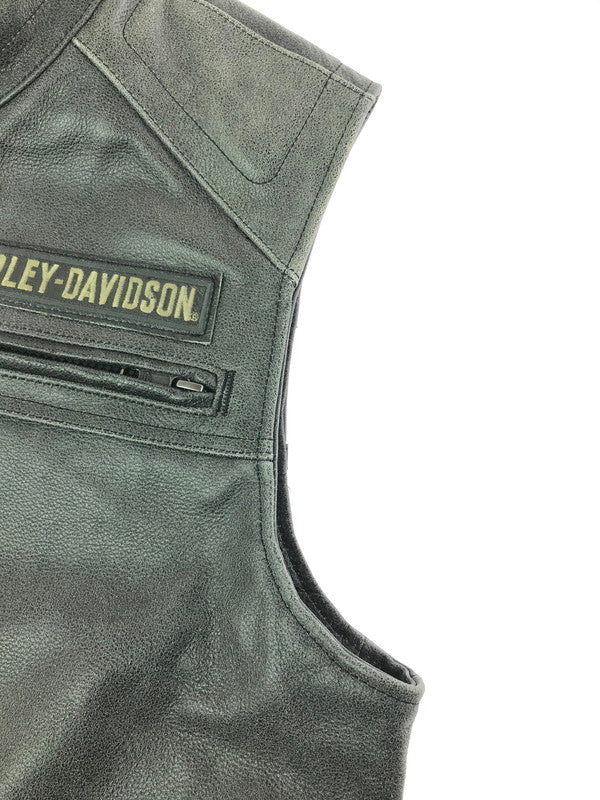 【中古品】【メンズ】 HARLEY-DAVIDSON ハーレーダビッドソン COWHIDE LEATHER VEST FADE BLACK 98109-16VM カウハイド レザー ベスト トップス 145-260723-rt-02-tagh サイズ：L カラー：ブラック 万代Net店