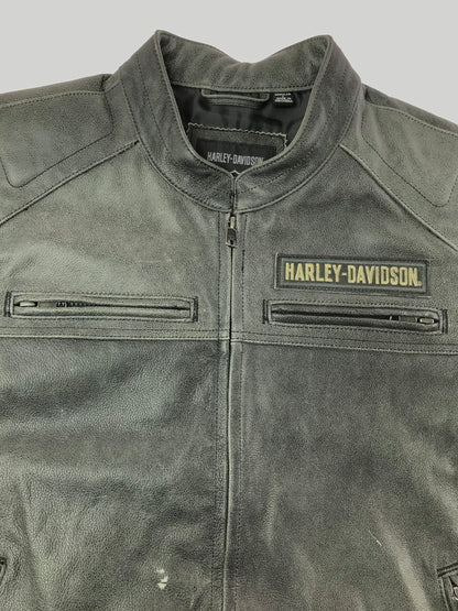 【中古品】【メンズ】 HARLEY-DAVIDSON ハーレーダビッドソン COWHIDE LEATHER VEST FADE BLACK 98109-16VM カウハイド レザー ベスト トップス 145-260723-rt-02-tagh サイズ：L カラー：ブラック 万代Net店