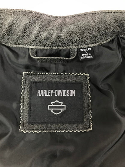 【中古品】【メンズ】 HARLEY-DAVIDSON ハーレーダビッドソン COWHIDE LEATHER VEST FADE BLACK 98109-16VM カウハイド レザー ベスト トップス 145-260723-rt-02-tagh サイズ：L カラー：ブラック 万代Net店