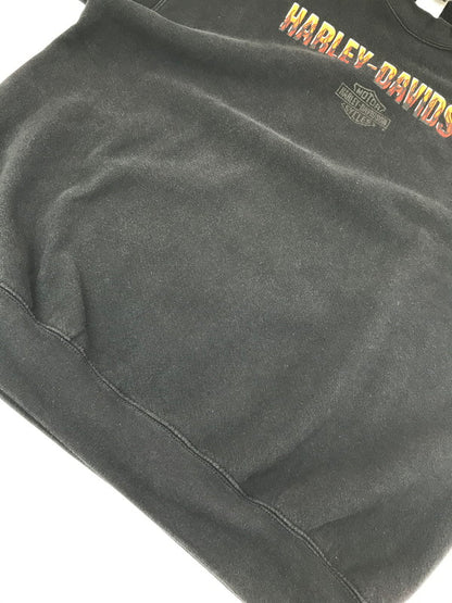 【中古品】【メンズ】 HARLEY-DAVIDSON ハーレーダビッドソン USA製 90's FLAME GRAPHIC SWEATSHIRT フレームグラフィックスウェットシャツ ヴィンテージ アメカジ　 146-260722-su-05-tagh サイズ：XL カラー：ブラック 万代Net店