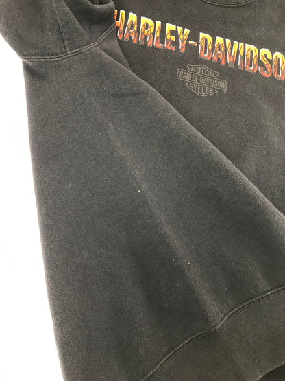 【中古品】【メンズ】 HARLEY-DAVIDSON ハーレーダビッドソン USA製 90's FLAME GRAPHIC SWEATSHIRT フレームグラフィックスウェットシャツ ヴィンテージ アメカジ　 146-260722-su-05-tagh サイズ：XL カラー：ブラック 万代Net店