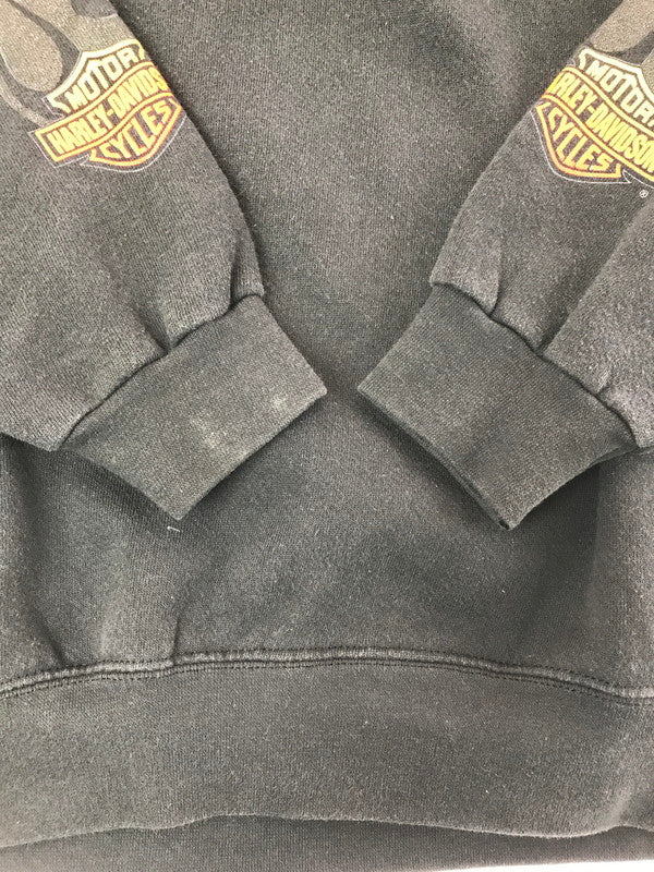 【中古品】【メンズ】 HARLEY-DAVIDSON ハーレーダビッドソン USA製 90's FLAME GRAPHIC SWEATSHIRT フレームグラフィックスウェットシャツ ヴィンテージ アメカジ　 146-260722-su-05-tagh サイズ：XL カラー：ブラック 万代Net店